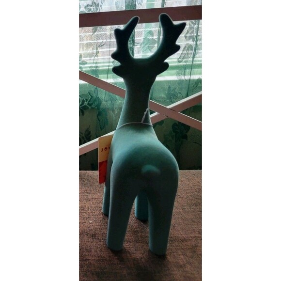 Deer Figurines in Sage Green Joyward Flocked 9.6" Soft Feel, Set of 2 - NEW - Picture 5 of 6